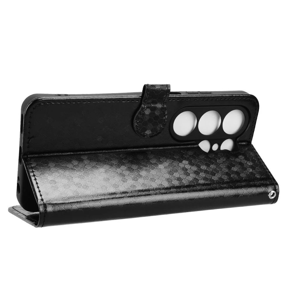 For Blackview Wave 10 Wallet Case Dot Pattern Imprint PU Leather Phone Cover with Wrist Strap - Black - 5