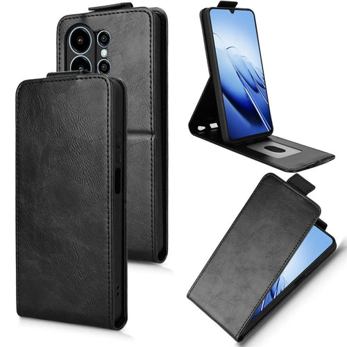 For Blackview Wave 10 Stand Case Magnetic Clasp Vertical Flip Leather Phone Cover with Card Holder - Black - 1