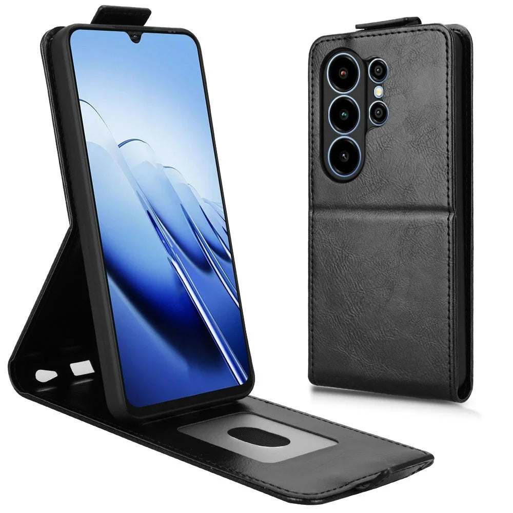 For Blackview Wave 10 Stand Case Magnetic Clasp Vertical Flip Leather Phone Cover with Card Holder - Black - 3