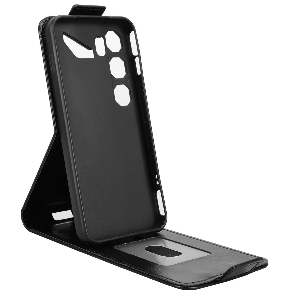 For ZTE nubia Neo 5 GT 5G Stand Case Magnetic Clasp Vertical Flip Leather Phone Cover with Card Holder - Black - 2