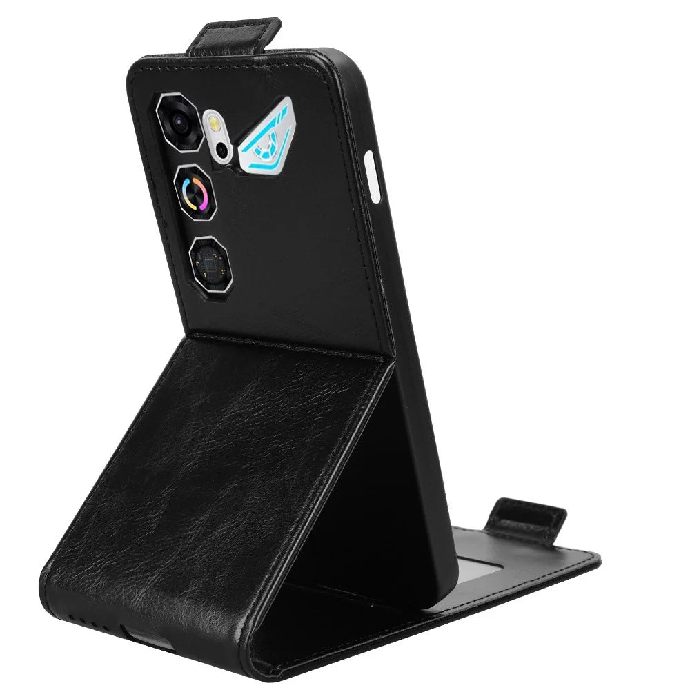 For ZTE nubia Neo 5 GT 5G Stand Case Magnetic Clasp Vertical Flip Leather Phone Cover with Card Holder - Black - 4