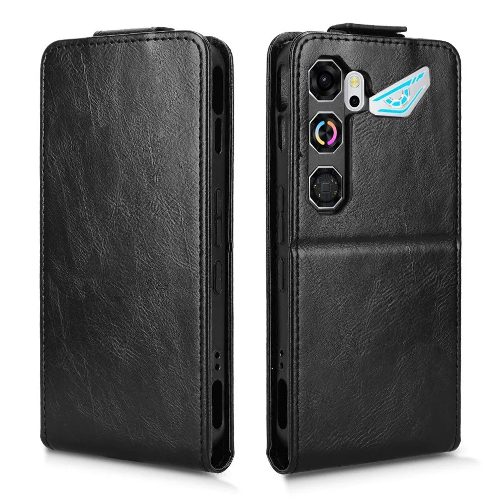 For ZTE nubia Neo 5 GT 5G Stand Case Magnetic Clasp Vertical Flip Leather Phone Cover with Card Holder - Black - 6