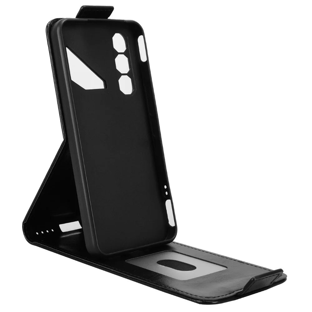 For ZTE nubia Neo 5 Pro 5G Stand Case Magnetic Clasp Vertical Flip Leather Phone Cover with Card Holder - Black - 2