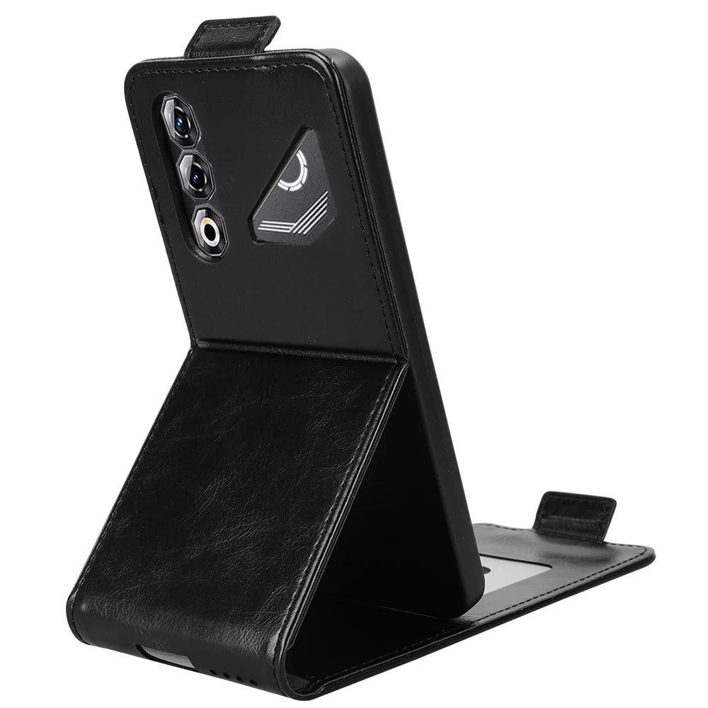 For ZTE nubia Neo 5 Pro 5G Stand Case Magnetic Clasp Vertical Flip Leather Phone Cover with Card Holder - Black - 4