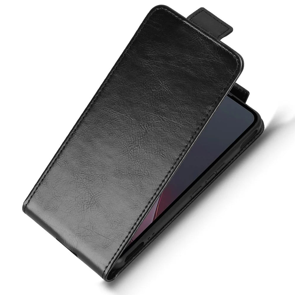 For ZTE nubia Neo 5 Pro 5G Stand Case Magnetic Clasp Vertical Flip Leather Phone Cover with Card Holder - Black - 5