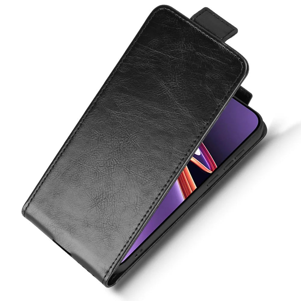 For OnePlus Ace 6 Ultra 5G Stand Case Magnetic Clasp Vertical Flip Leather Phone Cover with Card Holder - Black - 5