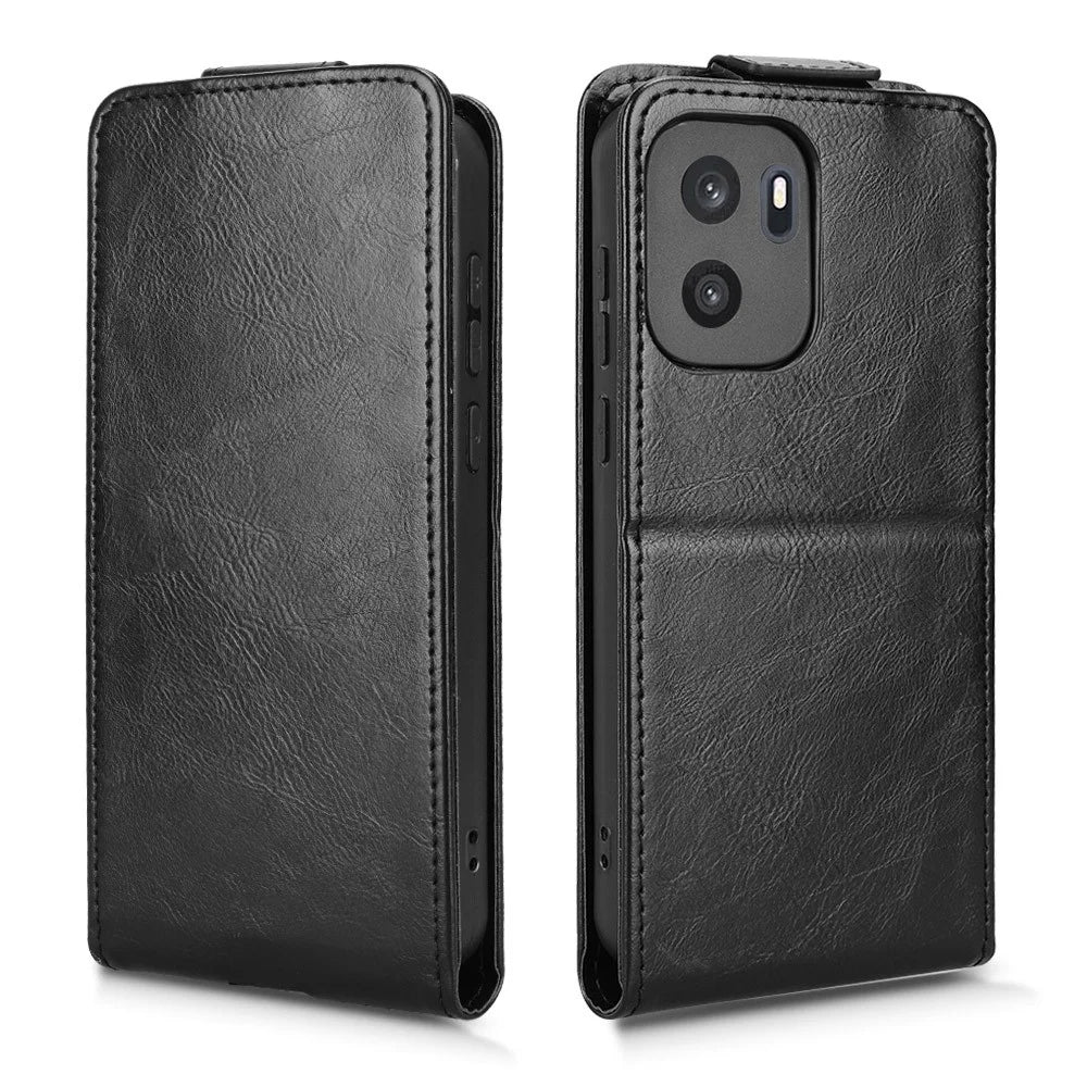 For OnePlus Ace 6 Ultra 5G Stand Case Magnetic Clasp Vertical Flip Leather Phone Cover with Card Holder - Black - 6