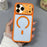 For iPhone 17 Pro Magnetic Case Kickstand PC + TPU Anti-Scratch Clear Phone Back Cover - Orange - 1