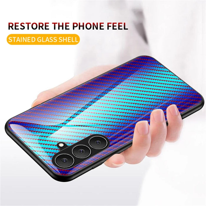 For Samsung Galaxy S26 FE Case Tempered Glass Shockproof Phone Cover - Blue Fiber - 2