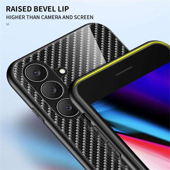For Samsung Galaxy S26 FE Case Tempered Glass Shockproof Phone Cover - Blue Fiber - 4