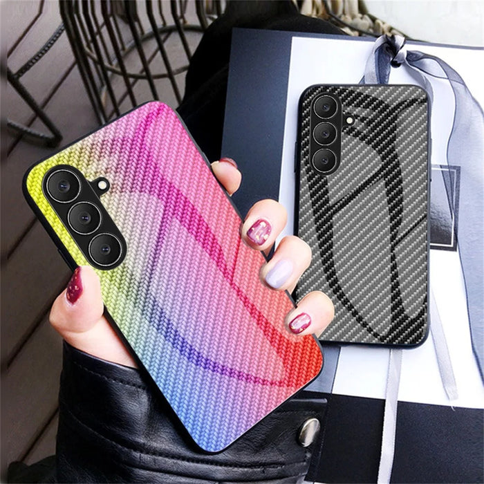 For Samsung Galaxy S26 FE Case Tempered Glass Shockproof Phone Cover - Blue Fiber - 5