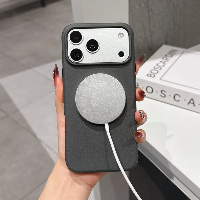 For iPhone 17 Pro Max Magnetic Case Matte Texture Anti-fingerprint Shockproof PC + TPU Phone Cover - Orange - 7