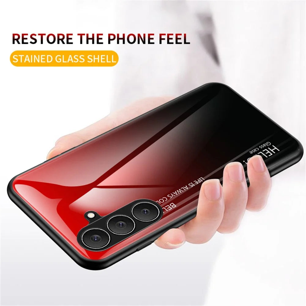 For Samsung Galaxy S26 FE Case Anti-Scratch Tempered Glass + PC + TPU Phone Cover - Gradient Pink Blue - 2