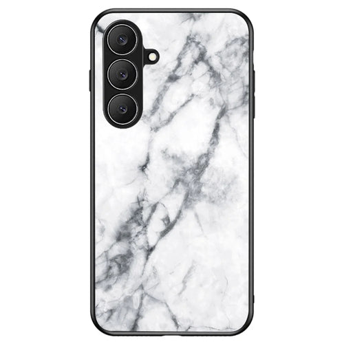 For Samsung Galaxy S26 FE Phone Case Marble Pattern Tempered Glass + PC + TPU Protective Phone Cover - White Marble - 1