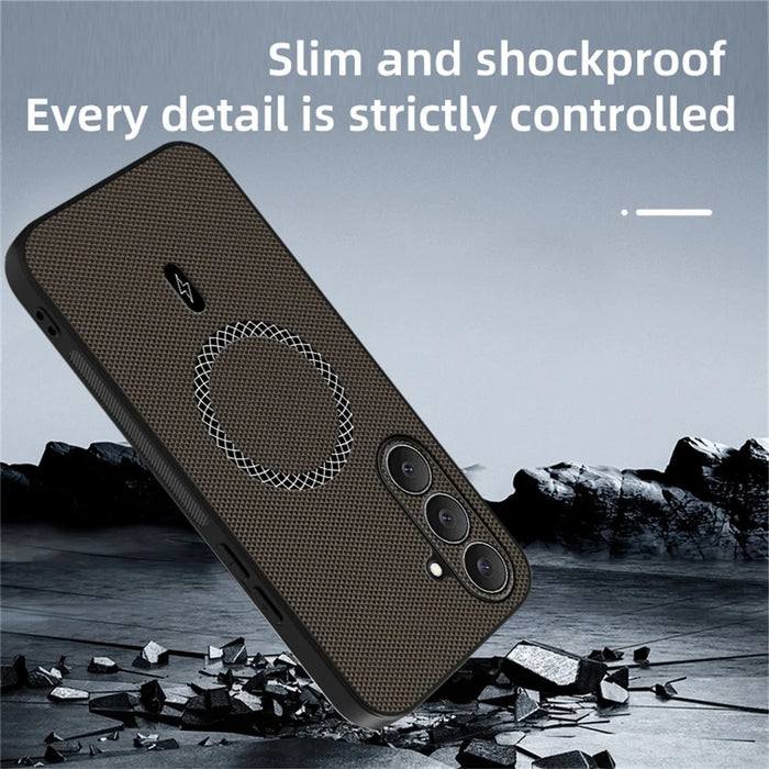 For Samsung Galaxy S26 FE Case Triangle Texture PU Leather Shockproof Ultra Thin Cover - Black - 5