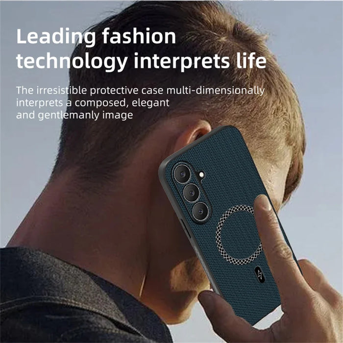 For Samsung Galaxy S26 FE Case Triangle Texture PU Leather Shockproof Ultra Thin Cover - Black - 6