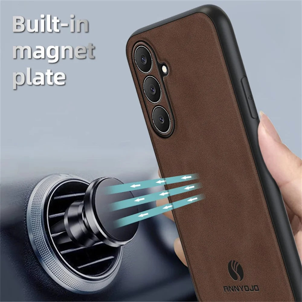 ANNYOJO For Samsung Galaxy S26 FE Phone Case PU Leather + PC + TPU Anti Drop Phone Back Cover - Green - 2