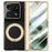 For Motorola Razr Fold 5G Magnetic Case with Tempered Glass 360° Rotatable Metal Ring Kickstand PU Leather + PC + Acrylic Cover - Black - 1