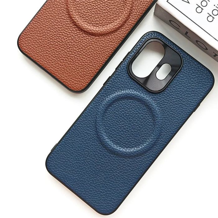 For OnePlus 15T 5G Magnetic Case Litchi Texture PU Leather Coated PC + TPU Protective Phone Cover - Black - 4