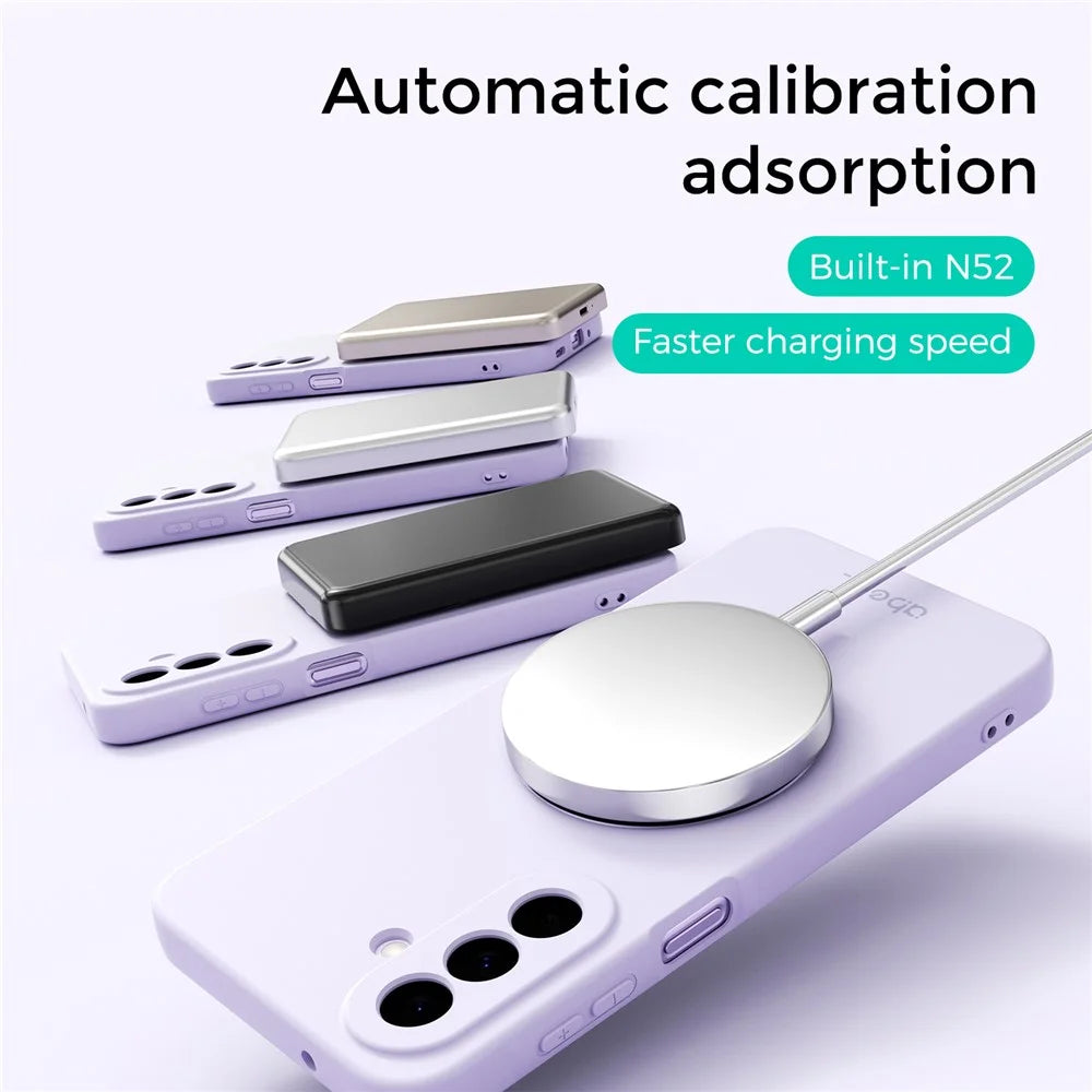 ABEEL For Samsung Galaxy A27 5G Magnetic Case Kickstand Skin Touch Liquid Silicone Phone Cover - Purple - 6