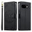 For Google Pixel 9a Case Embossed Totem Leather Flip Wallet Phone Cover with Wrist Strap - Black - 1