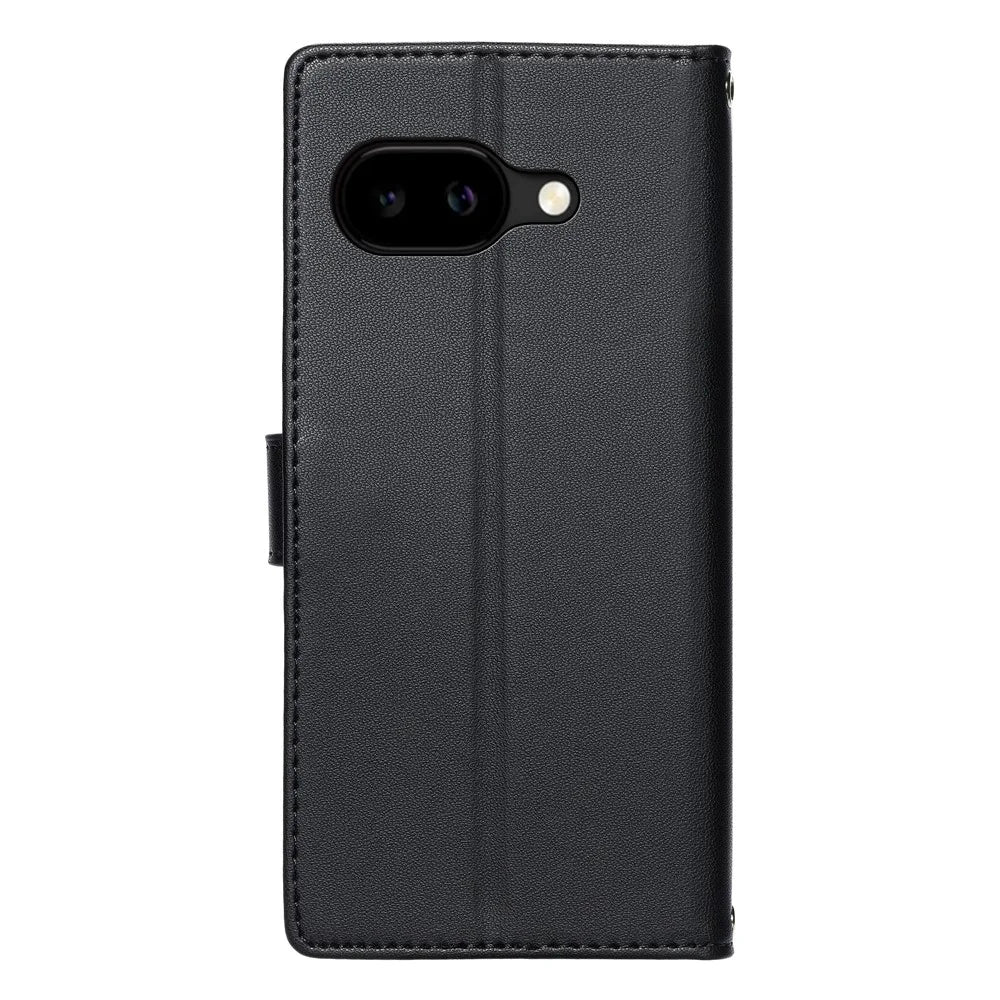 For Google Pixel 10a Case Embossed Totem Leather Flip Wallet Phone Cover with Wrist Strap - Black - 6