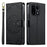 For OnePlus 15 5G Case Embossed Totem Leather Flip Wallet Phone Cover with Wrist Strap - Black - 1