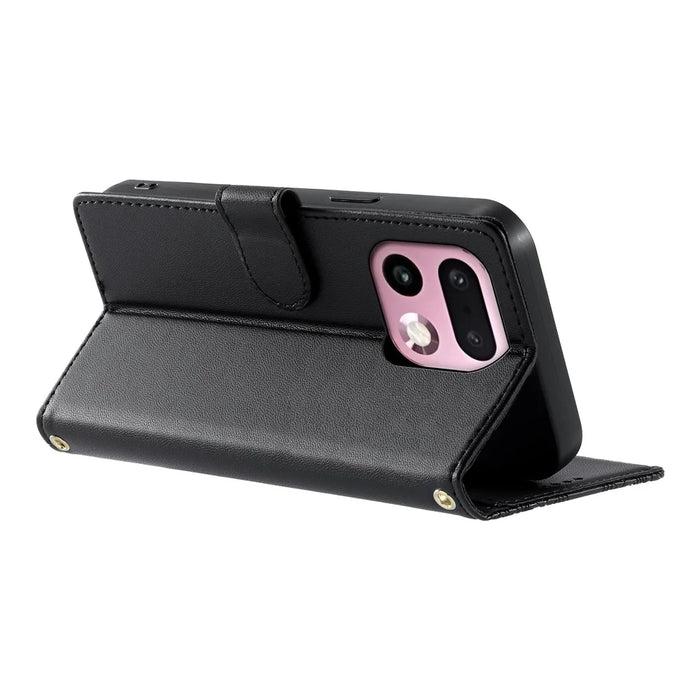 For Realme 16 Pro+ 5G Case Embossed Totem Leather Flip Wallet Phone Cover with Wrist Strap - Black - 3