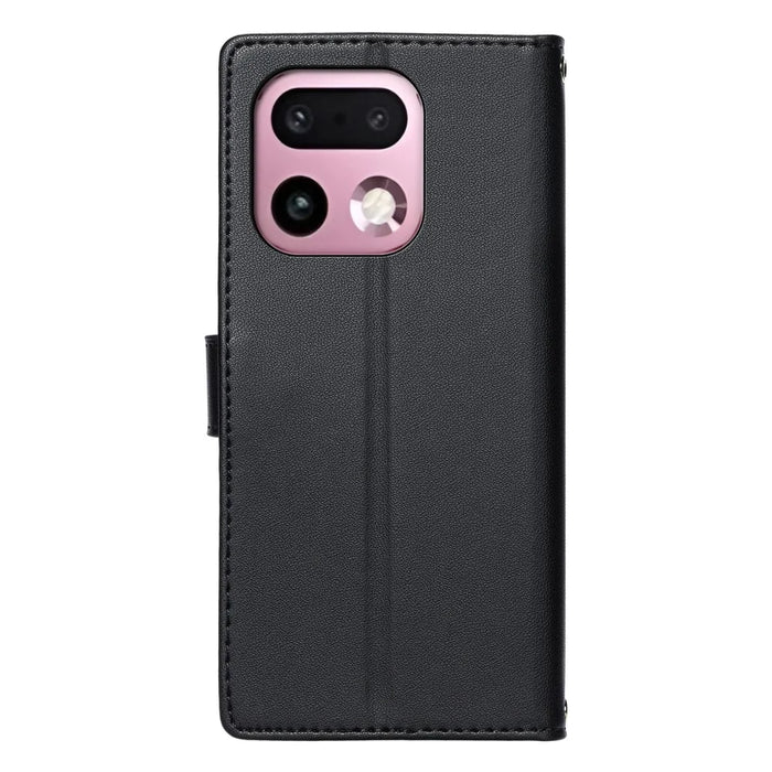 For Realme 16 Pro+ 5G Case Embossed Totem Leather Flip Wallet Phone Cover with Wrist Strap - Black - 6
