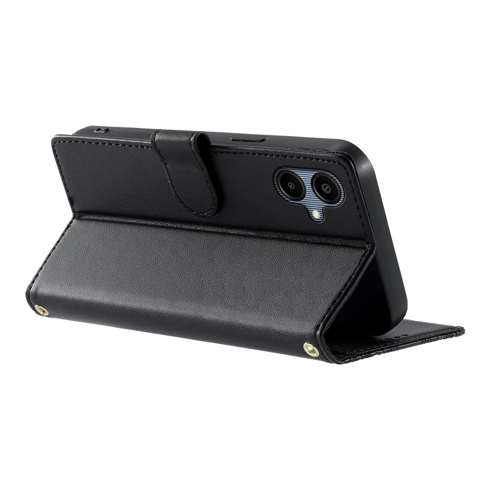 For Samsung Galaxy A08 5G / A08 4G / A07 5G / A06 5G / A06 4G Case Embossed Totem Leather Flip Wallet Phone Cover with Wrist Strap - Black - 3
