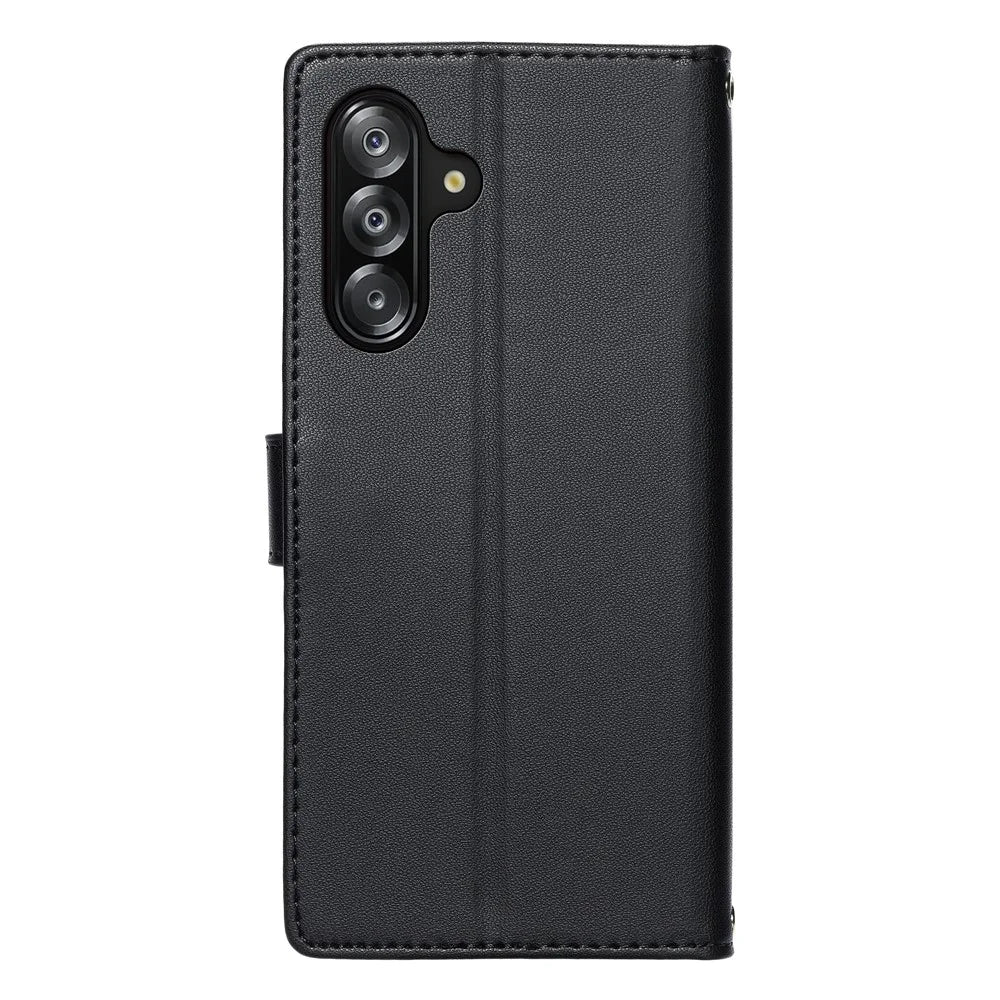 For Samsung Galaxy A18 5G / A18 4G / A17 5G / A17 4G / A26 5G / A16 5G / A16 4G Case Embossed Totem Leather Flip Wallet Phone Cover with Wrist Strap - Black - 7