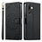 For Samsung Galaxy A27 5G Case Embossed Totem Leather Flip Wallet Phone Cover with Wrist Strap - Black - 1
