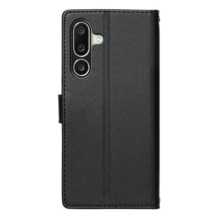 For Samsung Galaxy A27 5G Case Embossed Totem Leather Flip Wallet Phone Cover with Wrist Strap - Black - 6
