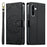 For Samsung Galaxy A36 5G Case Embossed Totem Leather Flip Wallet Phone Cover with Wrist Strap - Black - 1