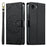 For iPhone 17e  /  16e Case Embossed Totem Leather Flip Wallet Phone Cover with Wrist Strap - Black - 1