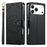 For iPhone 18 Pro Max / 17 Pro Max Case Embossed Totem Leather Flip Wallet Phone Cover with Wrist Strap - Black - 1