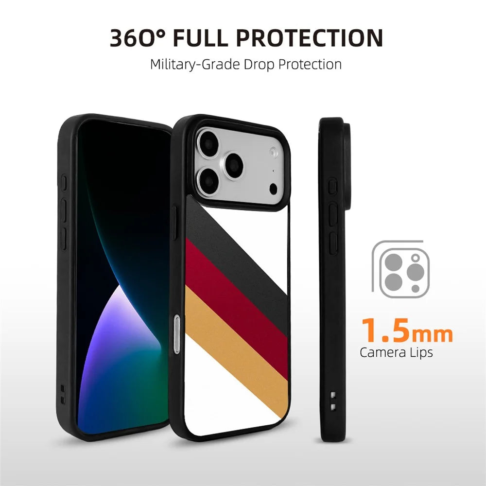EYCASE for iPhone 17 Pro Max Magnetic Case Football Theme TPU + Acrylic Shockproof Phone Cover - Black+Red+Gold Suit - 3