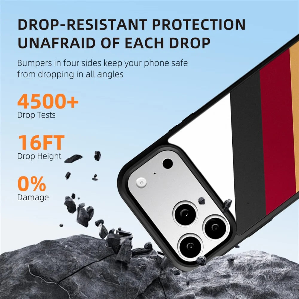 EYCASE for iPhone 17 Pro Max Magnetic Case Football Theme TPU + Acrylic Shockproof Phone Cover - Black+Red+Gold Suit - 5