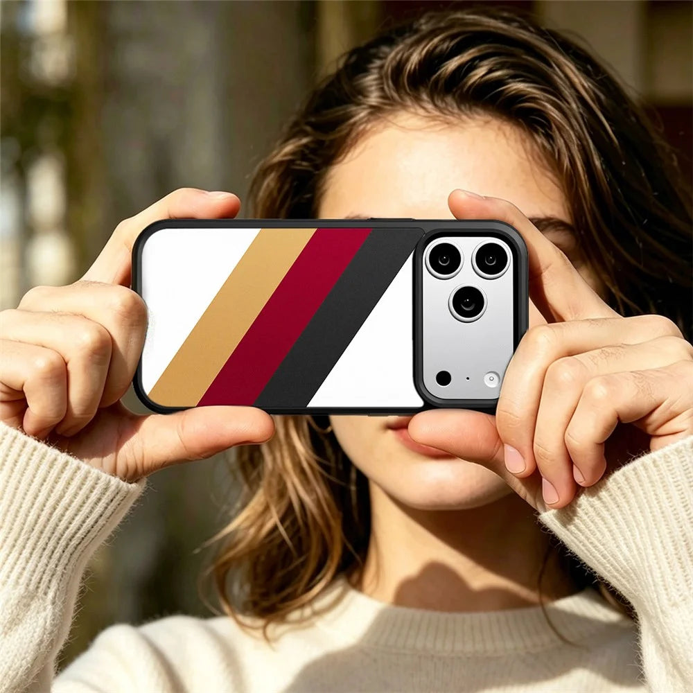 EYCASE for iPhone 17 Pro Max Magnetic Case Football Theme TPU + Acrylic Shockproof Phone Cover - Black+Red+Gold Suit - 7