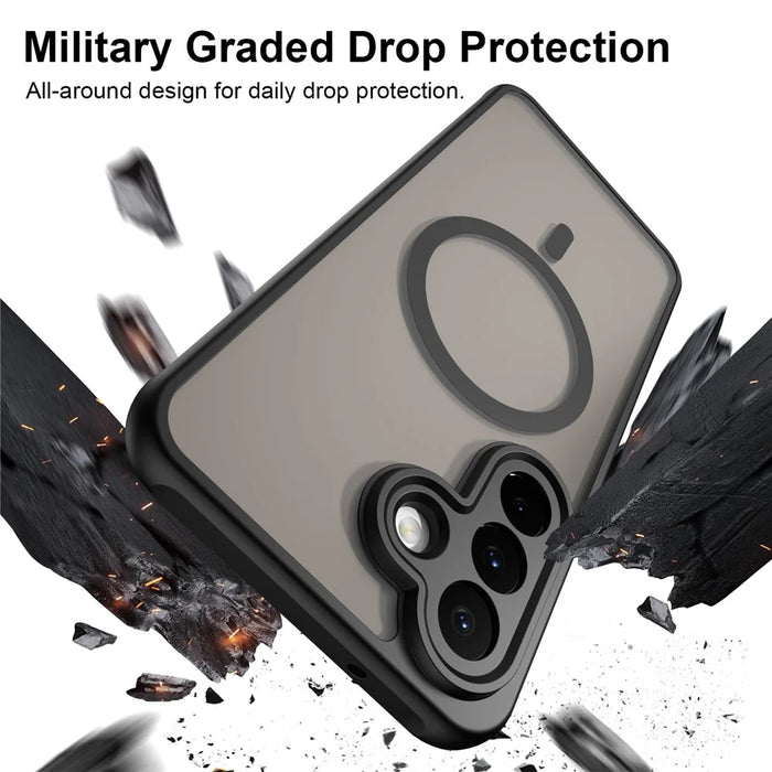 For Samsung Galaxy A27 5G Magnetic Case Anti Drop Matte PC + TPU Phone Cover - Black - 4