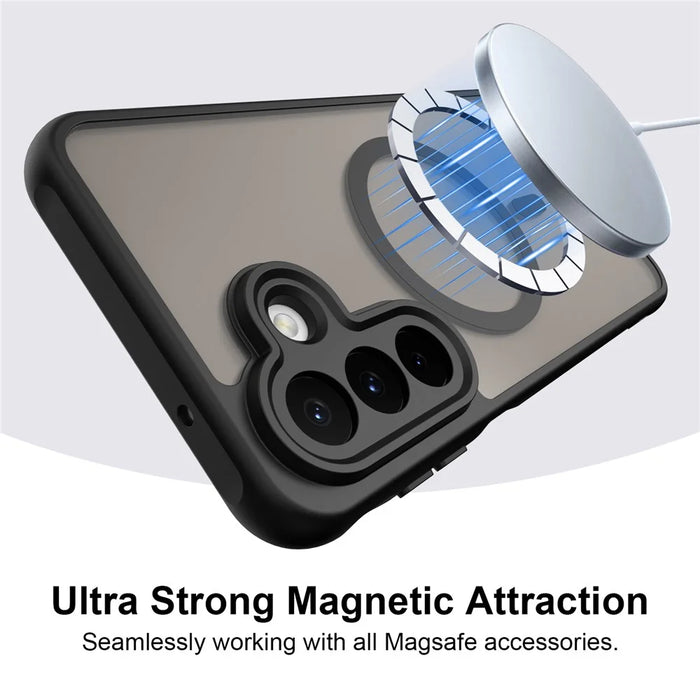 For Samsung Galaxy A27 5G Magnetic Case Anti Drop Matte PC + TPU Phone Cover - Black - 5