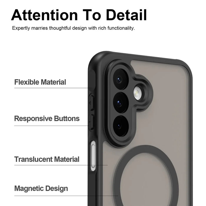 For Samsung Galaxy A27 5G Magnetic Case Anti Drop Matte PC + TPU Phone Cover - Black - 7