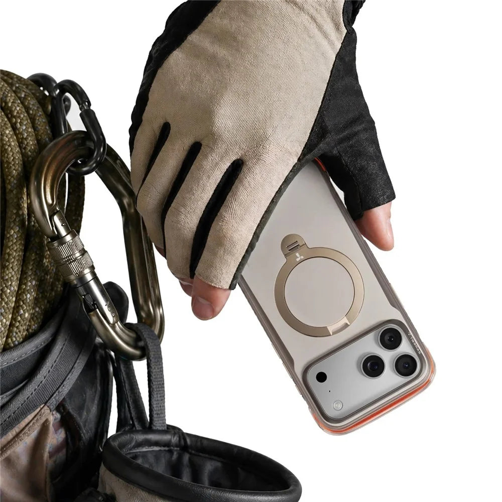 TORRAS Ostand Q3 Air Pro Series for iPhone 17 Pro Magnetic Case Rotating Kickstand Shockproof PC + TPU Phone Cover - Gravel Dust - 3