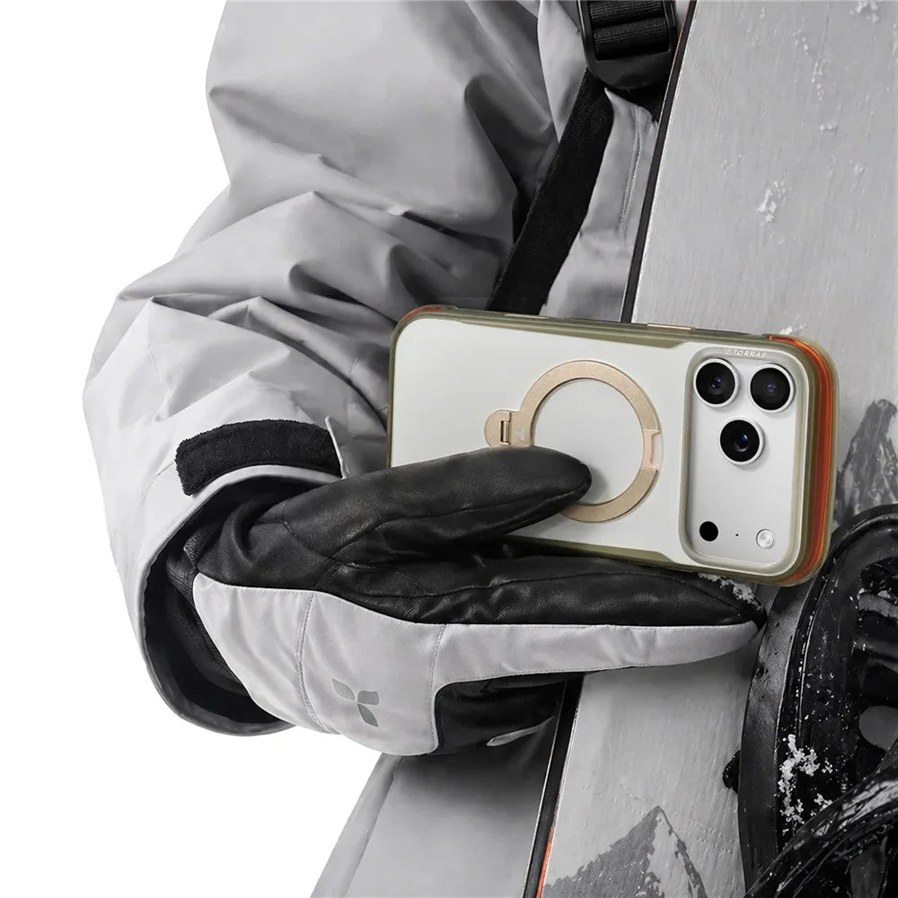 TORRAS Ostand Q3 Air Pro Series for iPhone 17 Pro Magnetic Case Rotating Kickstand Shockproof PC + TPU Phone Cover - Gravel Dust - 4