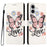 For iPhone 17 / iPhone 18 Case Pattern Printed PU Leather Flip Wallet Phone Cover with Wrist Strap - Pink Butterfly - 1