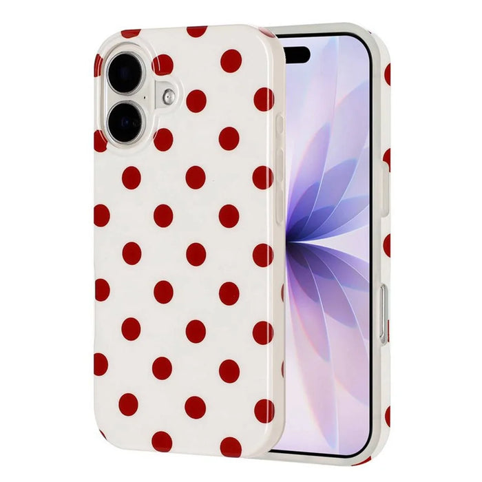 For iPhone 17 Case Retro Polka Dot IMD TPU Full Coverage Phone Protective Cover - White - 1