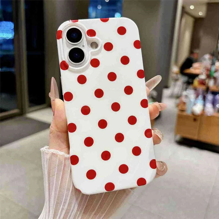 For iPhone 17 Case Retro Polka Dot IMD TPU Full Coverage Phone Protective Cover - White - 6