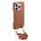 For iPhone 16 Pro Max Litchi Pattern Case with Lanyard Shockproof PC PU Leather Cover - Brown - 2