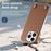 For iPhone 16 Pro Max Litchi Pattern Case with Lanyard Shockproof PC PU Leather Cover - Brown - 6