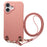 For iPhone 16 Litchi Pattern Case with Lanyard Shockproof PC PU Leather Cover -  Pink - 1